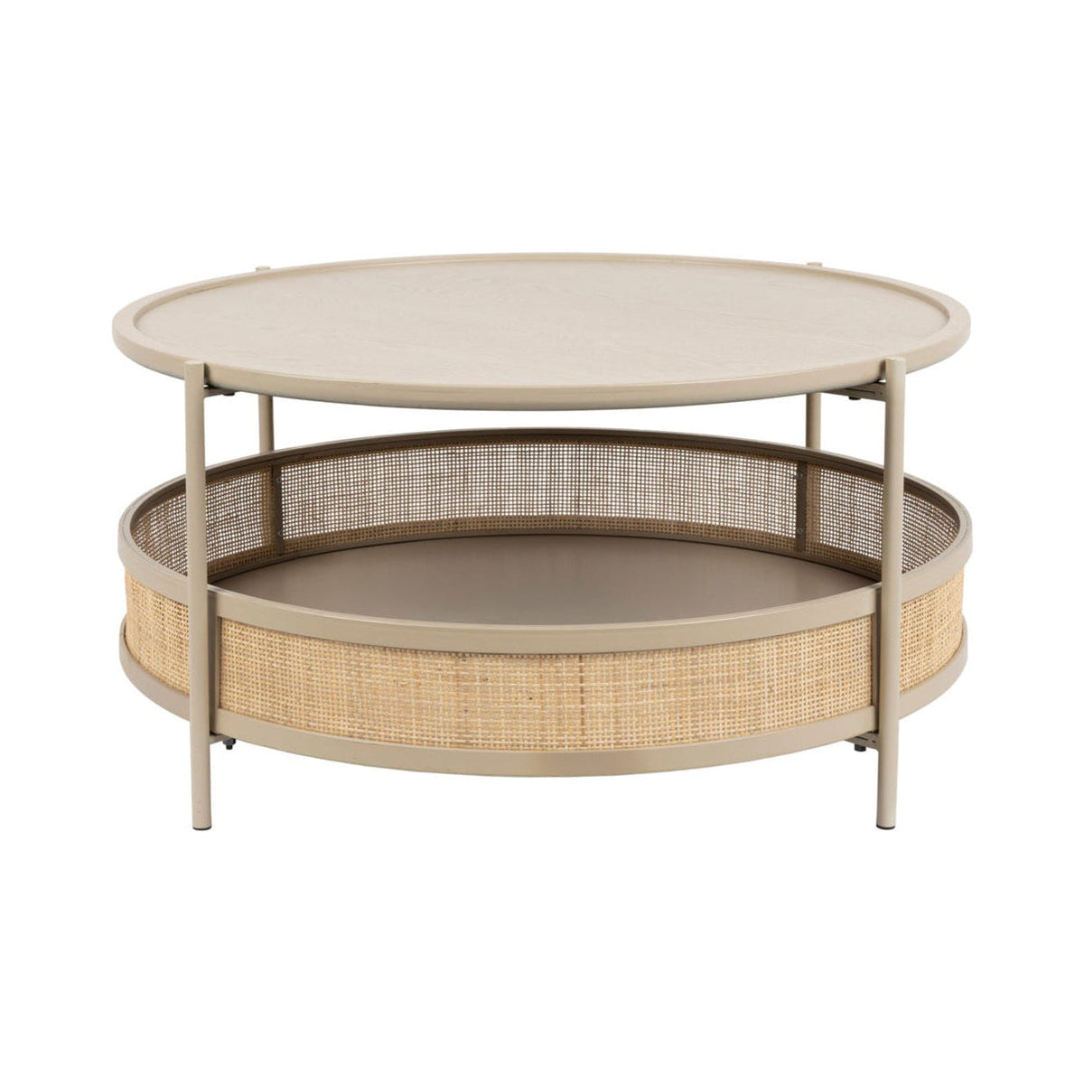 Makoto Sand Wood & Rattan Round Coffee Table
