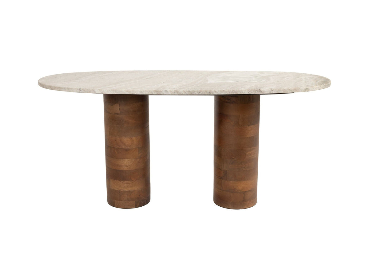 Kouk Mango Wood & Brown Marble Coffee Table