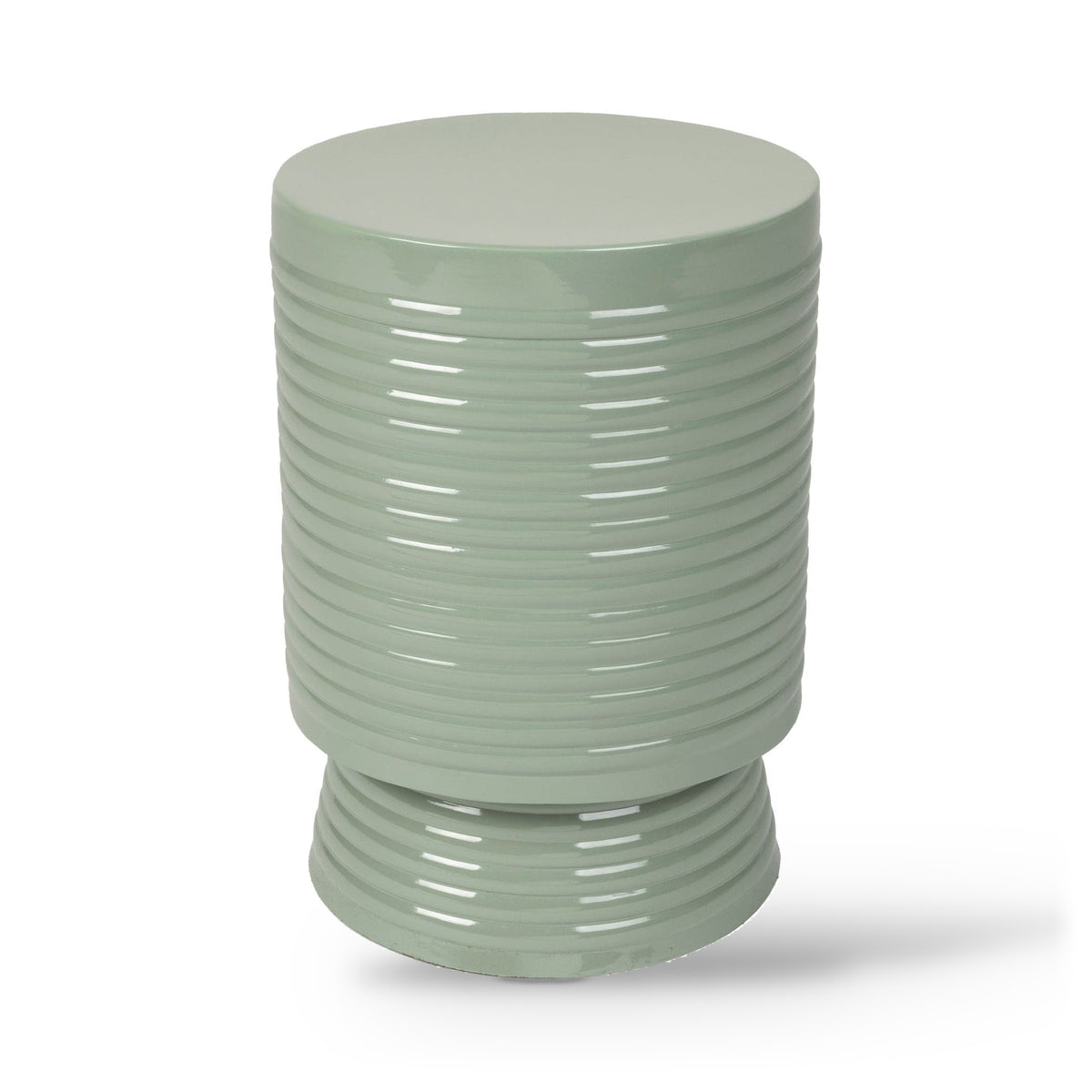 Sven Ribbed Green Drum Side Table Small