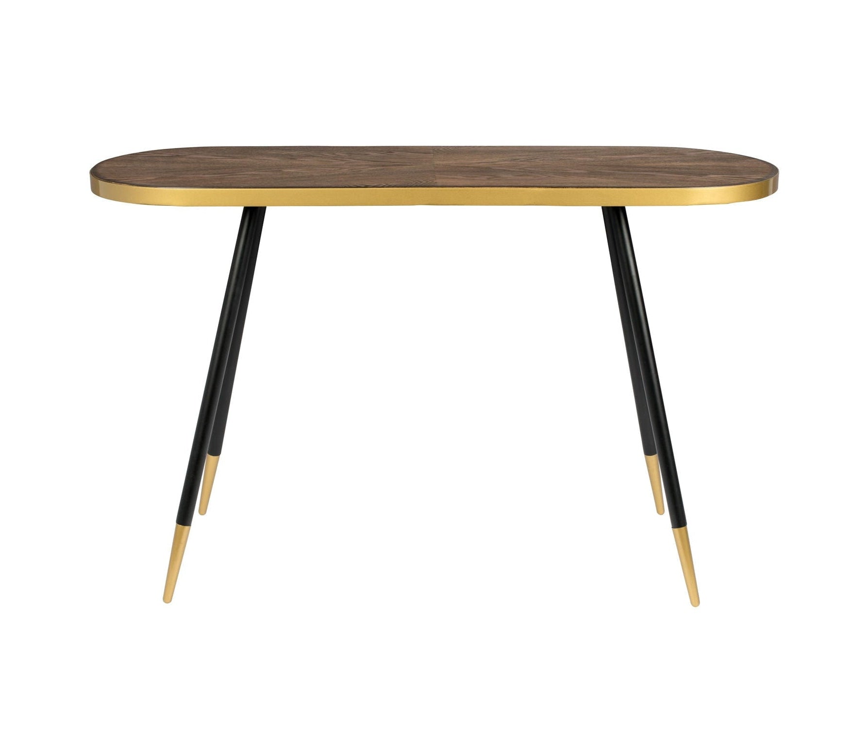 Denise Brown Wood & Gold Oval Console Table