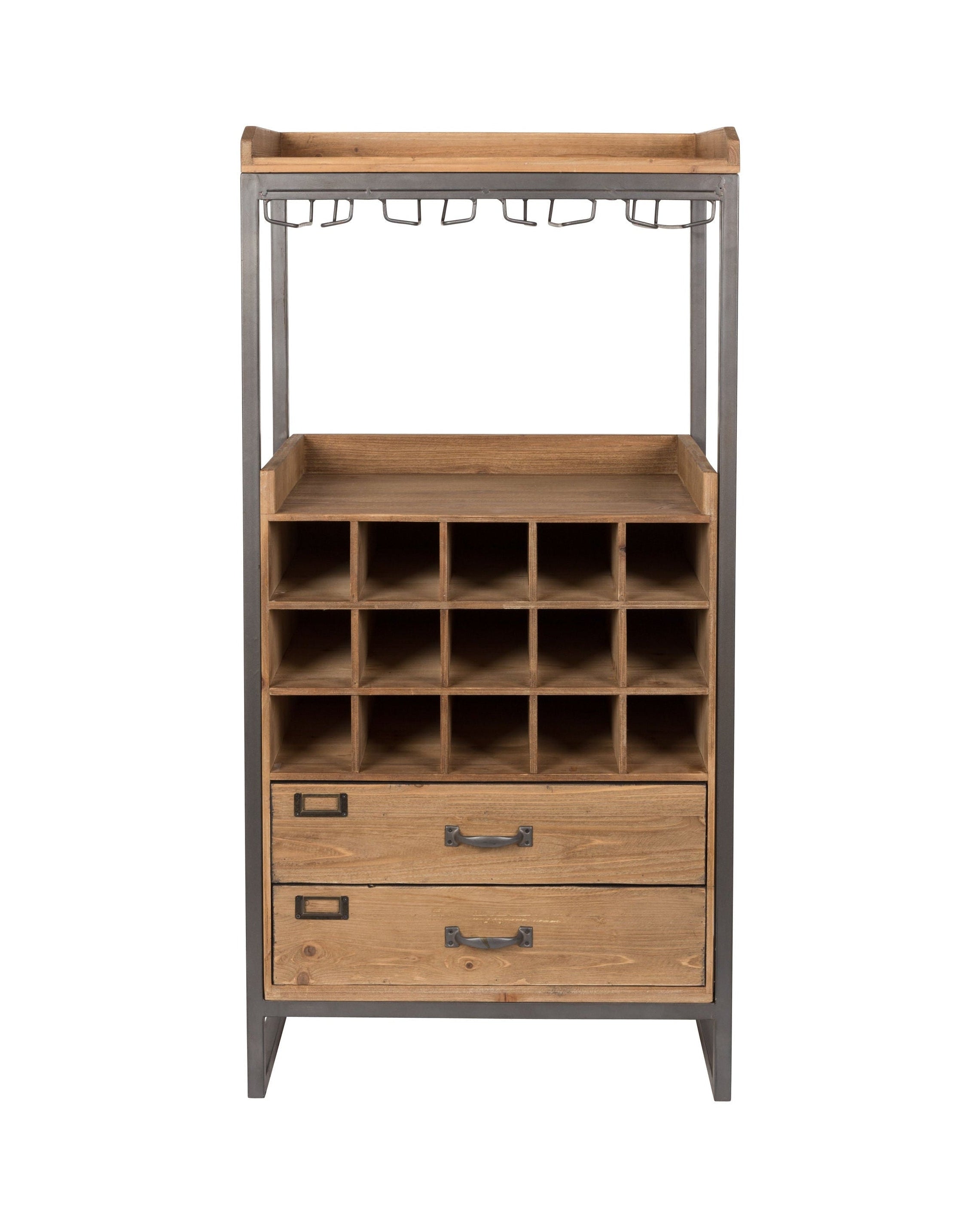 Edgar Natural Fir Wood Drinks Open Drinks Cabinet