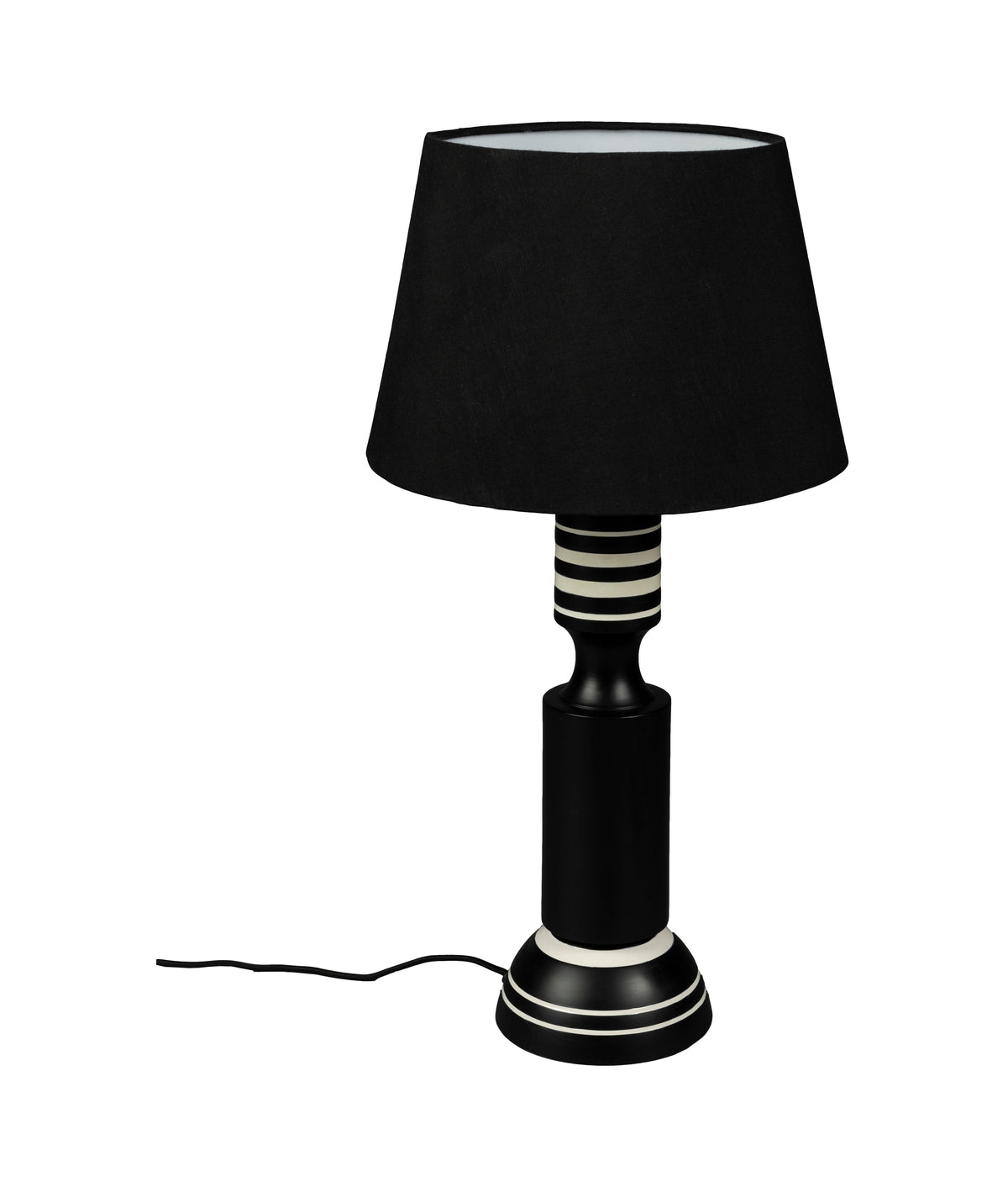 Dutchbone Virgil Matt Black & White Striped Table Lamp