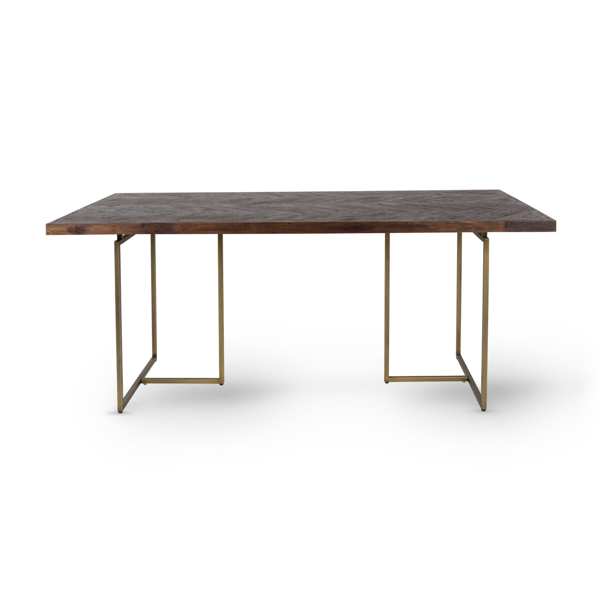 Dutchbone Class Herringbone Brown Oak Wood Rectangle Dining Table 180cm