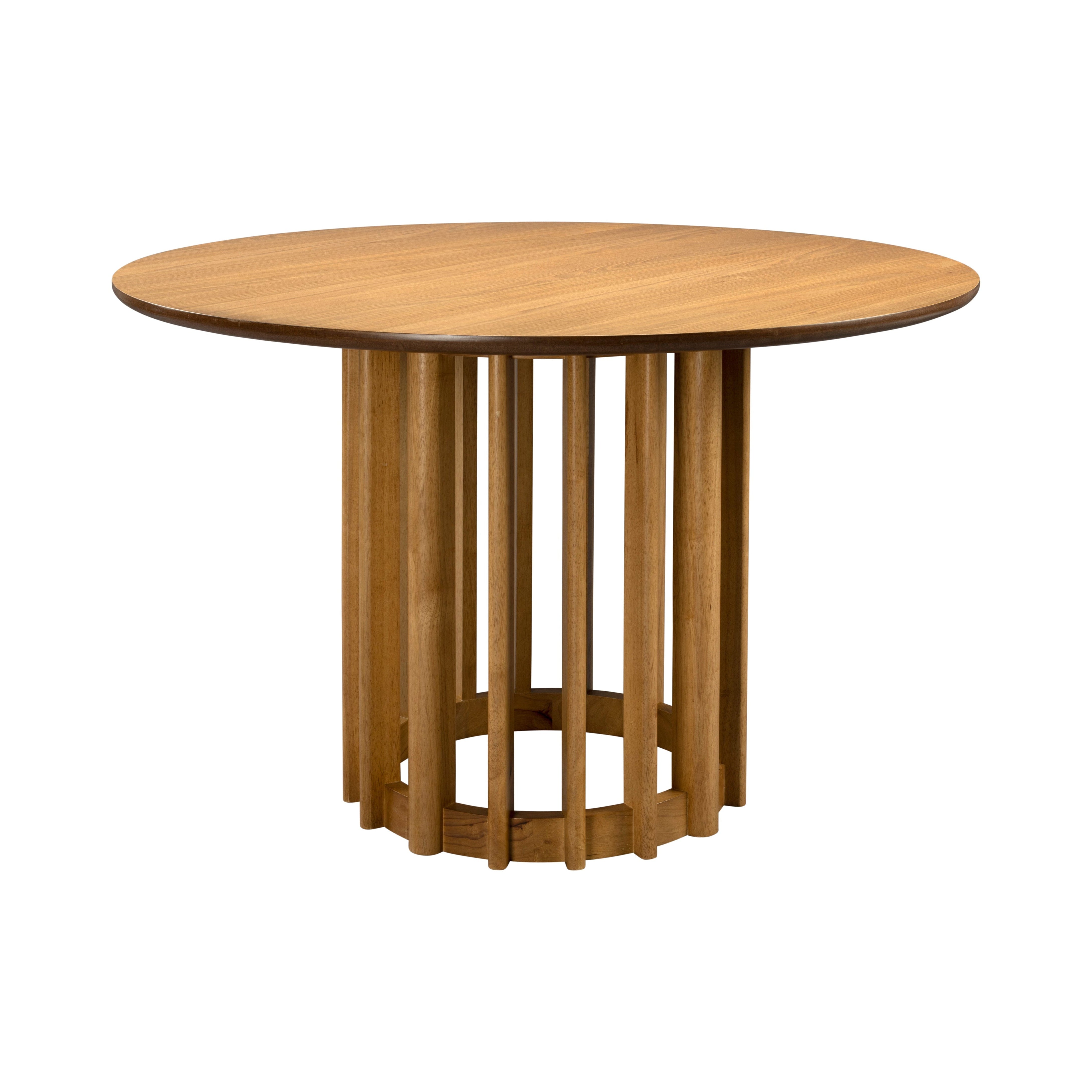 Dutchbone Barlet Natural Oak Wood Slatted Round Dining Table