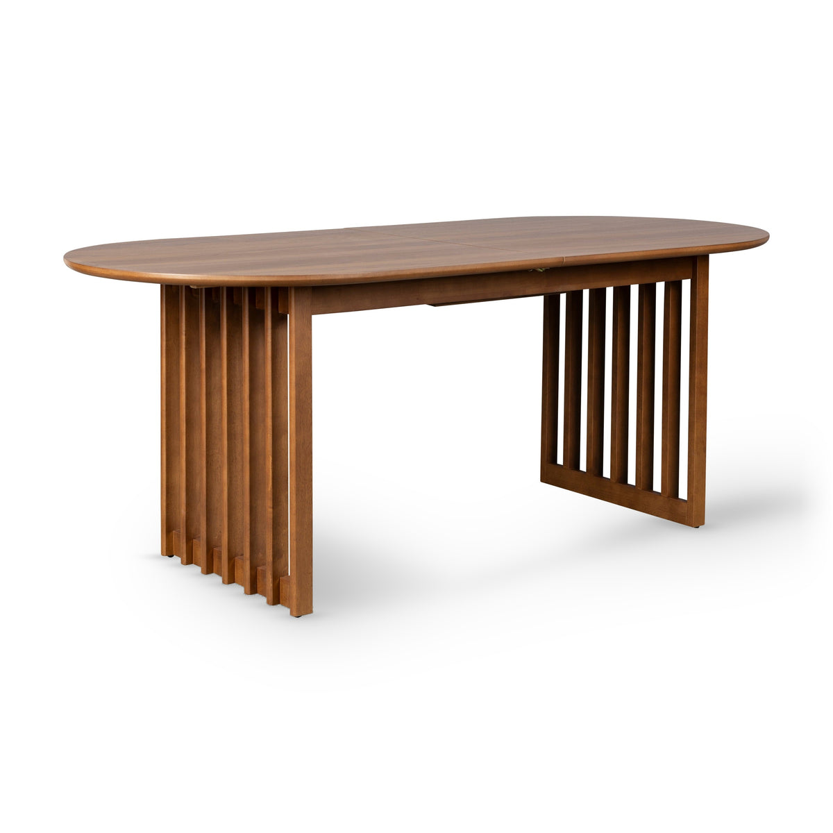 Dutchbone Barlet Walnut Brown Oak Wood Slatted Extending Dining Table