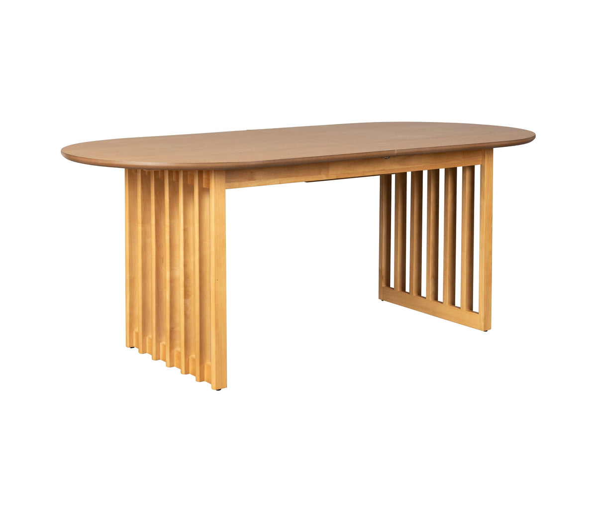 Dutchbone Barlet Natural Oak Wood Slatted Extending Dining Table