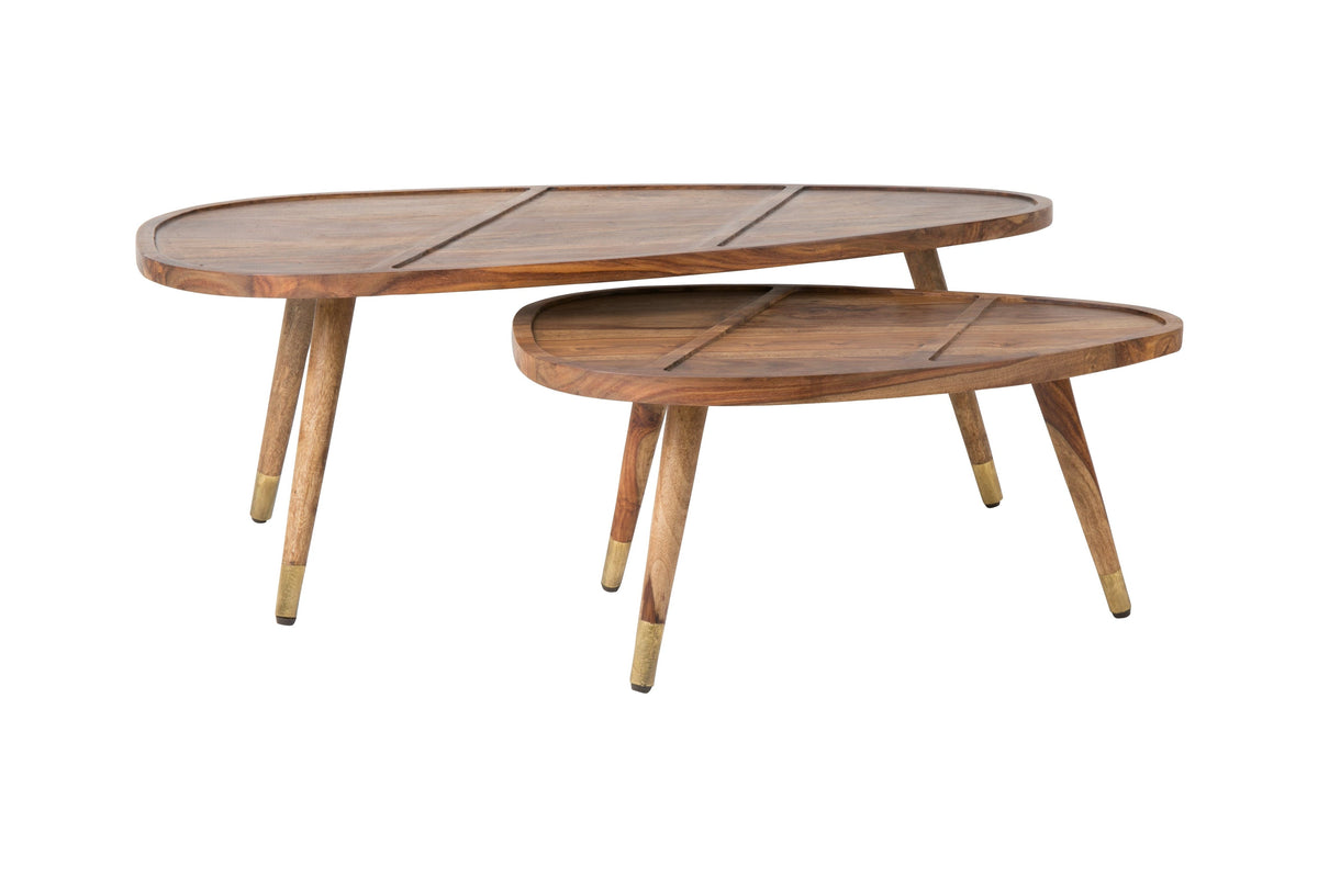 Dutchbone Set of 2 Sham Sheesham Wood Coffee Tables Nest