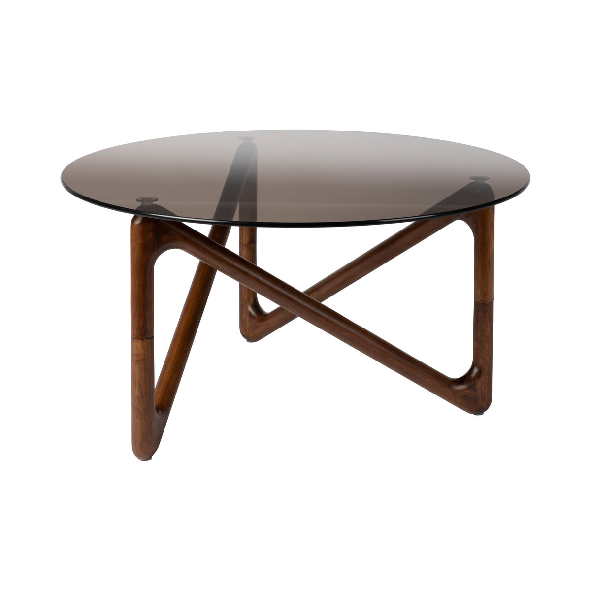 Dutchbone Naia Abstract Brown Wood & Smoked Glass Coffee Table
