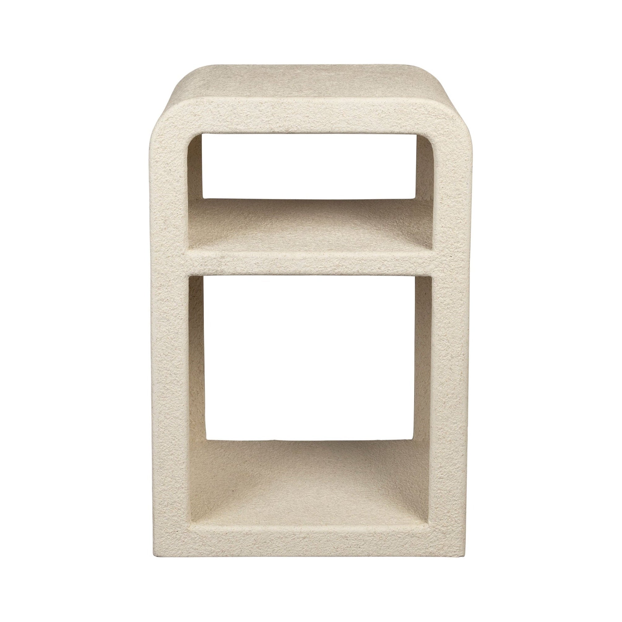 Dutchbone Veda Organic Curved Neutral Marble Bedside Table