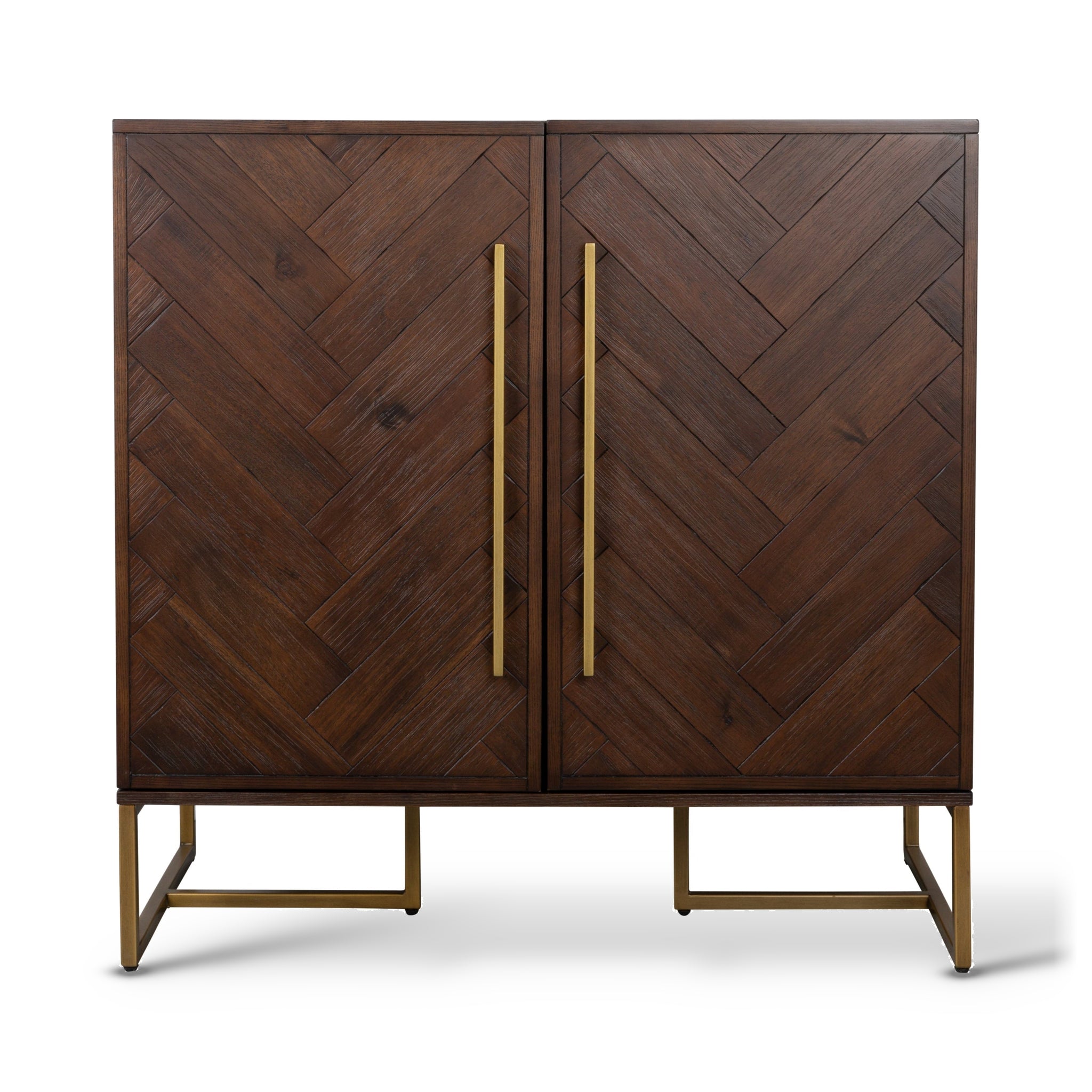 Dutchbone Class Herringbone Brown Acacia Wood Drinks Cabinet