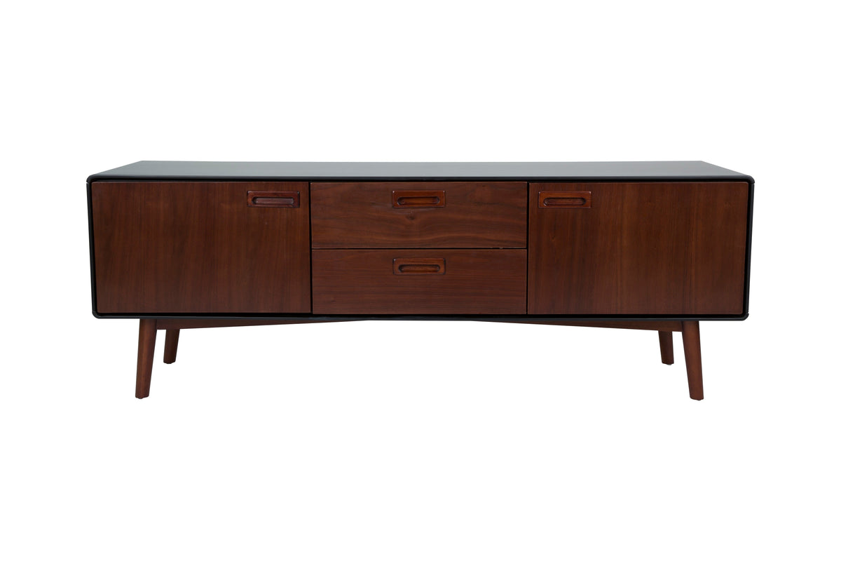 Dutchbone Juju Dark Brown Wood & Black Low Sideboard