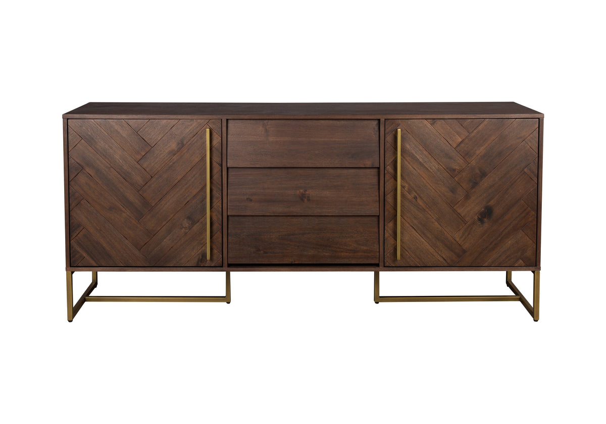 Dutchbone Class Herringbone Brown Oak Wood High Sideboard