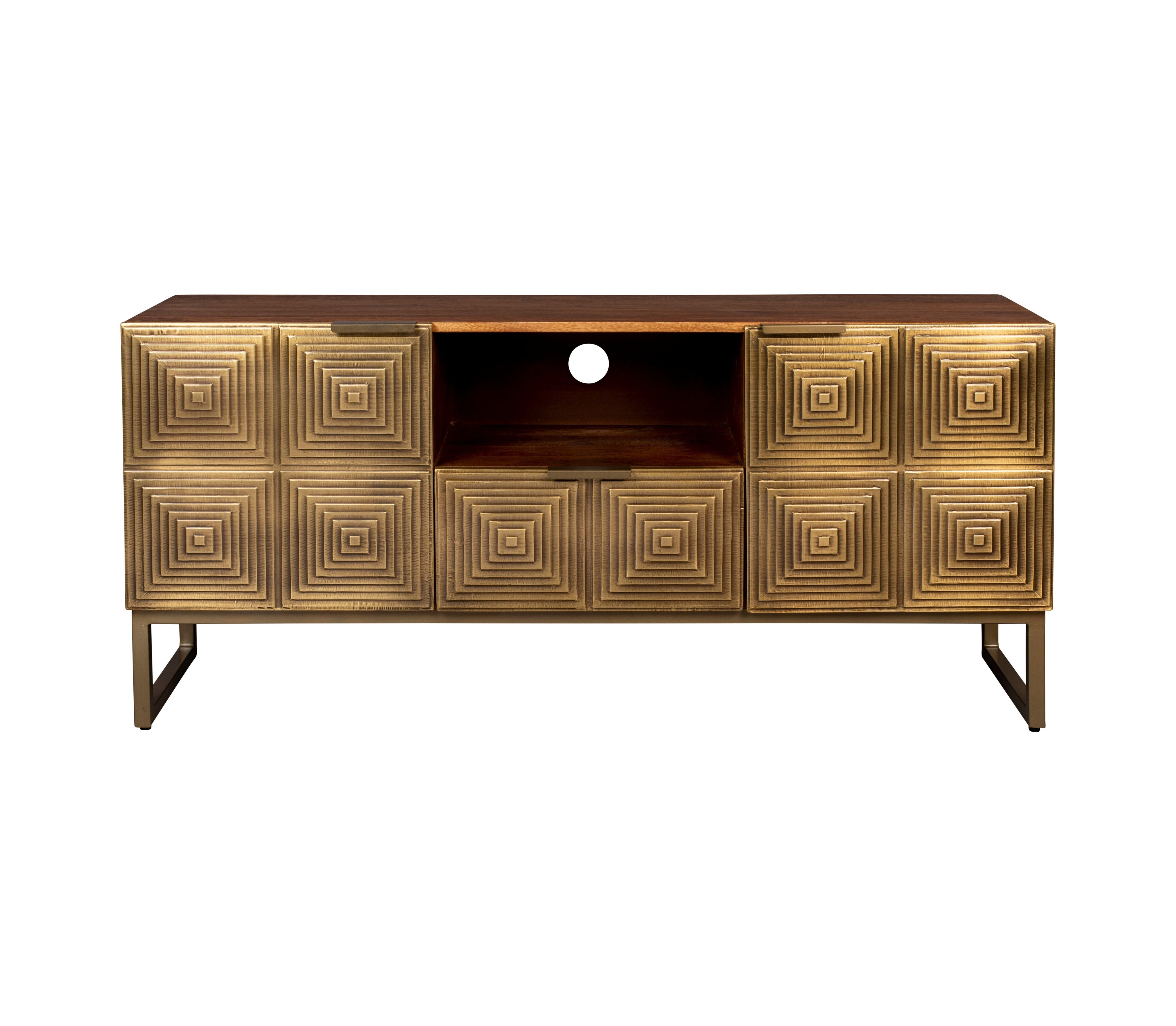 Dutchbone Volan Brass & Mango Wood TV Unit