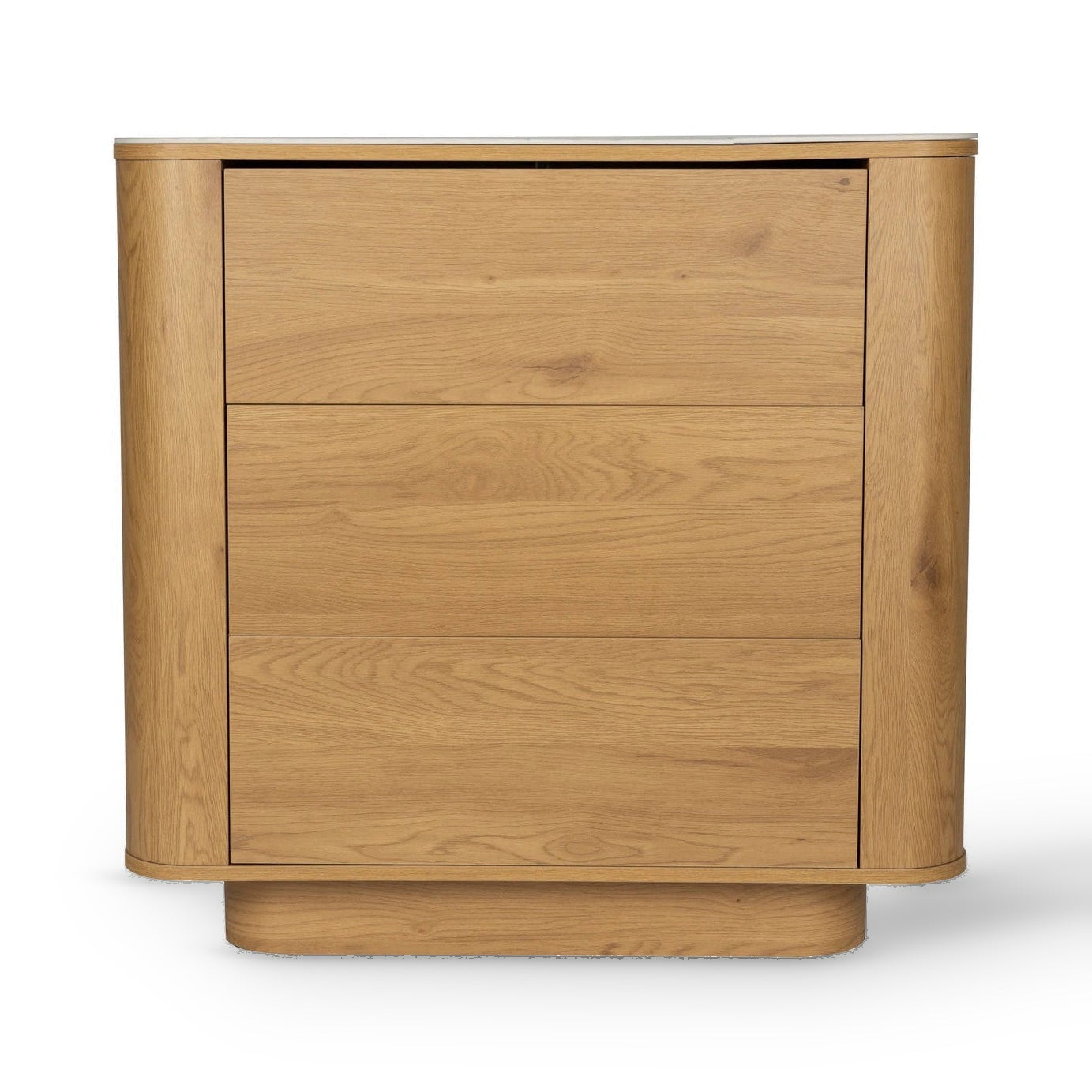 Almira Natural Wood & White Marble Chest of Drawers
