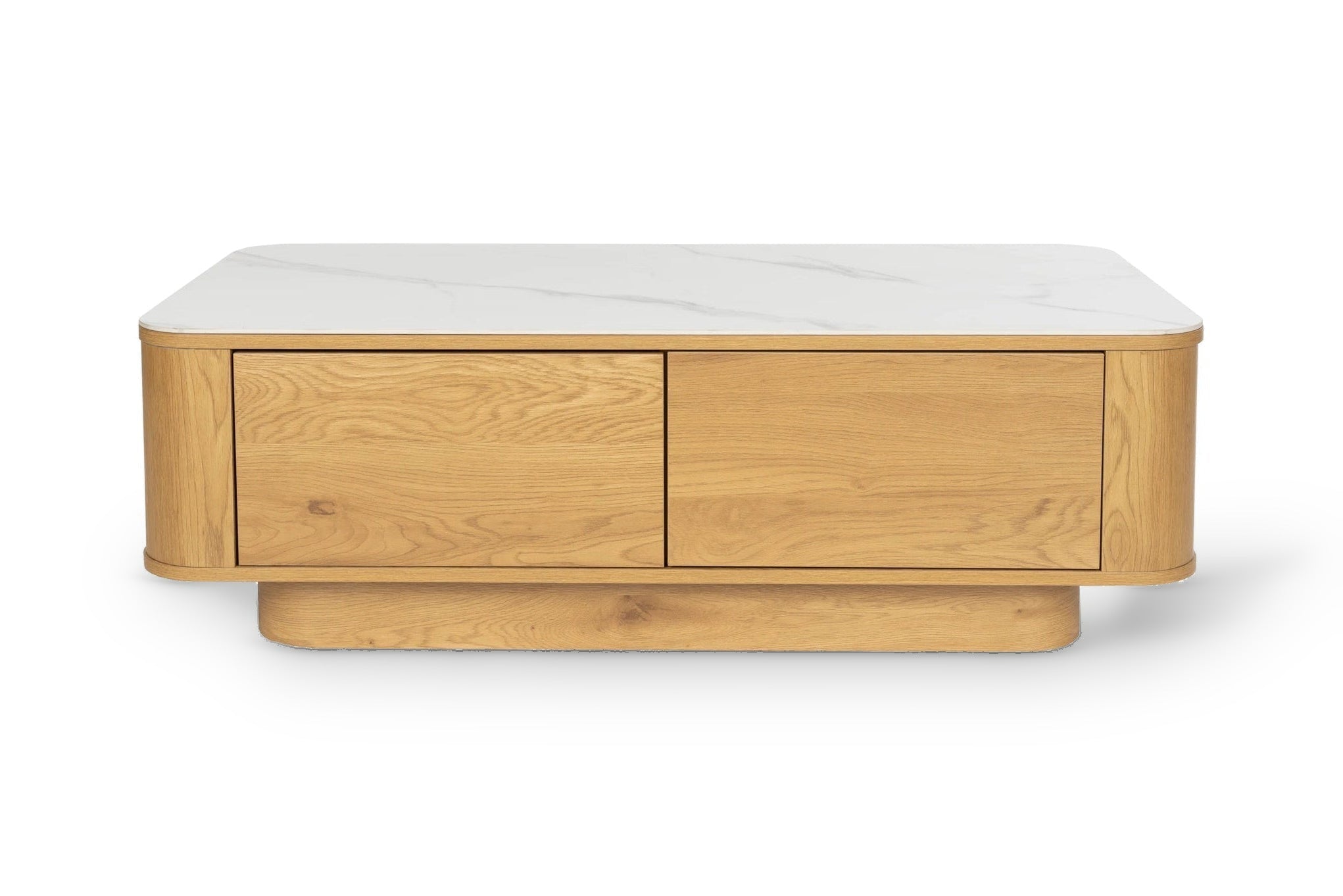Almira Natural Wood & White Marble Coffee Table