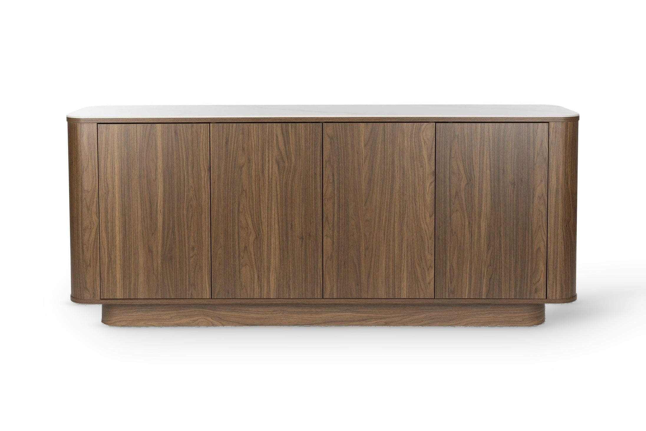 Almira Walnut Brown Wood & White Marble High Sideboard
