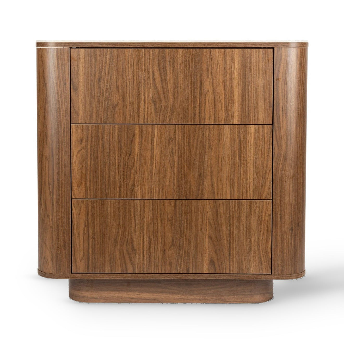 Almira Walnut Brown Wood & White Marble Chest of Drawers