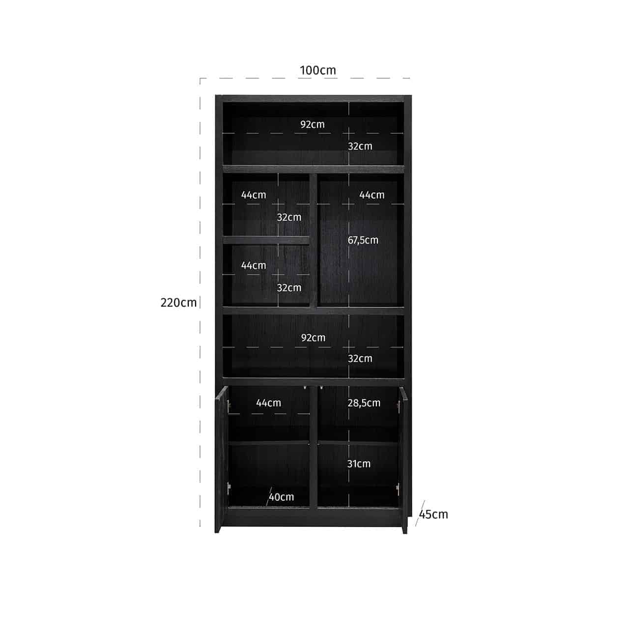 Book case Oakura 2-doors (Black)