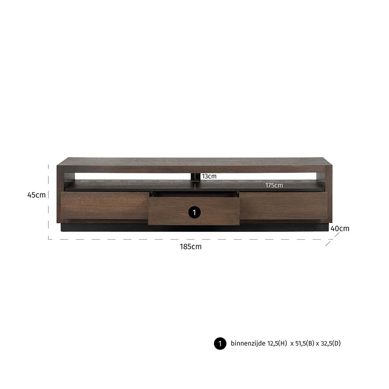 TV-Unit Oakura 3-drawers (Brown)