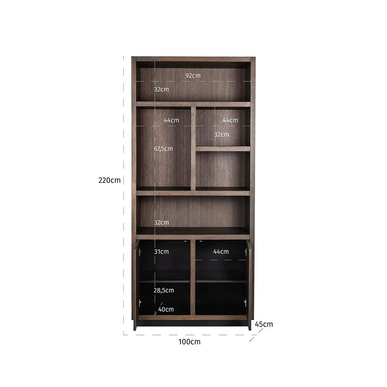 Book case Oakura 2-doors (Brown)