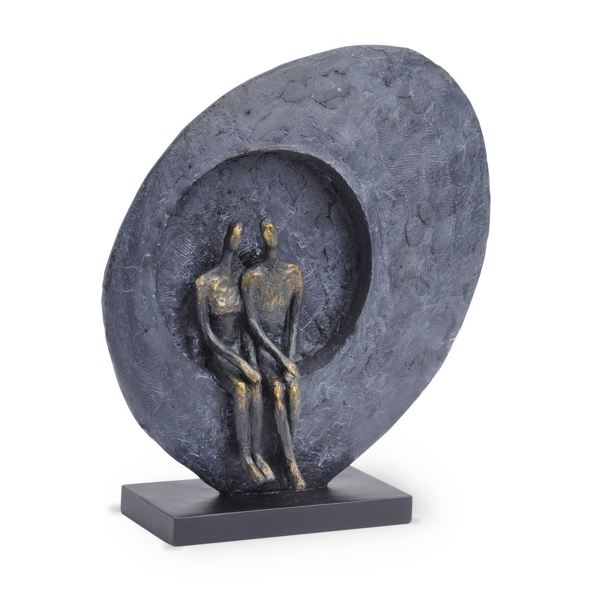 Antique Bronze & Stone Couple Sculpture