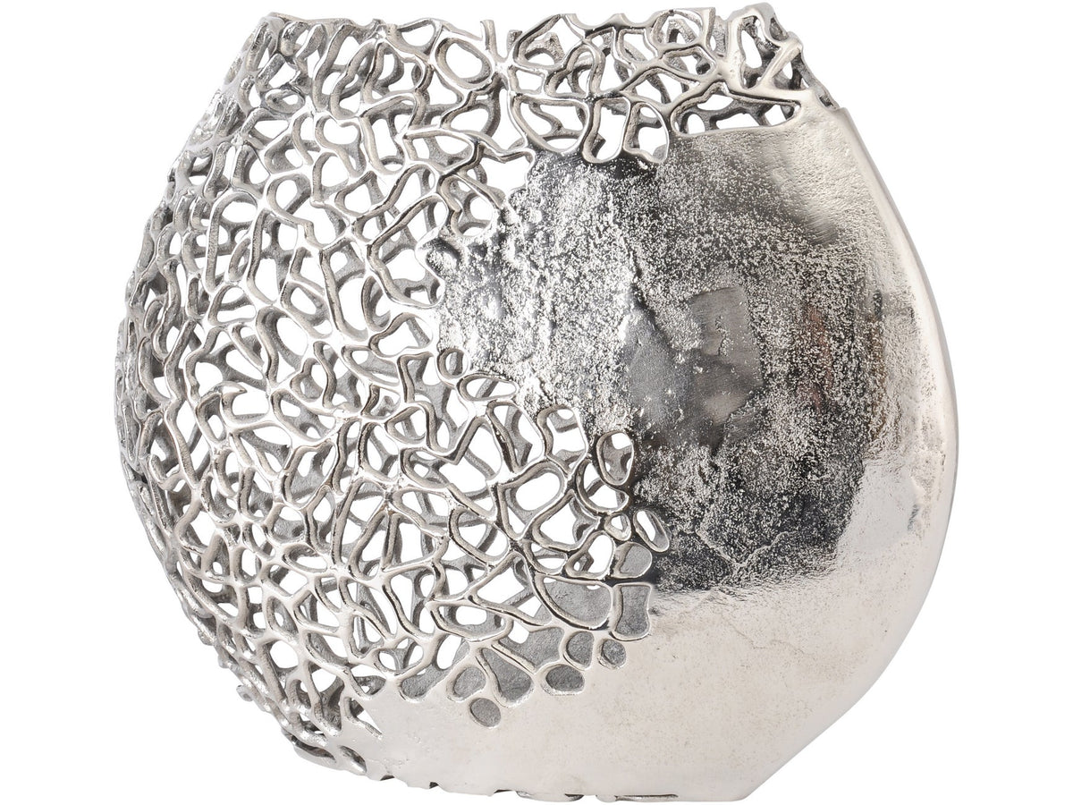 Apo Aluminium Silver Coral Ellipse Vase