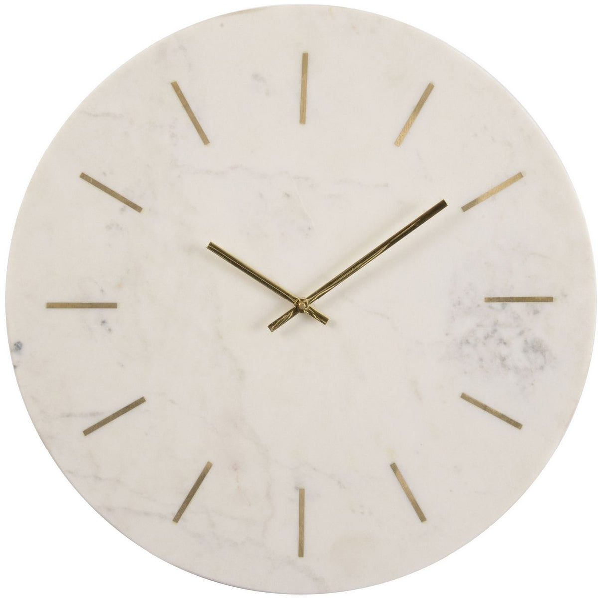 White Marble & Brass Inlay Wall Clock