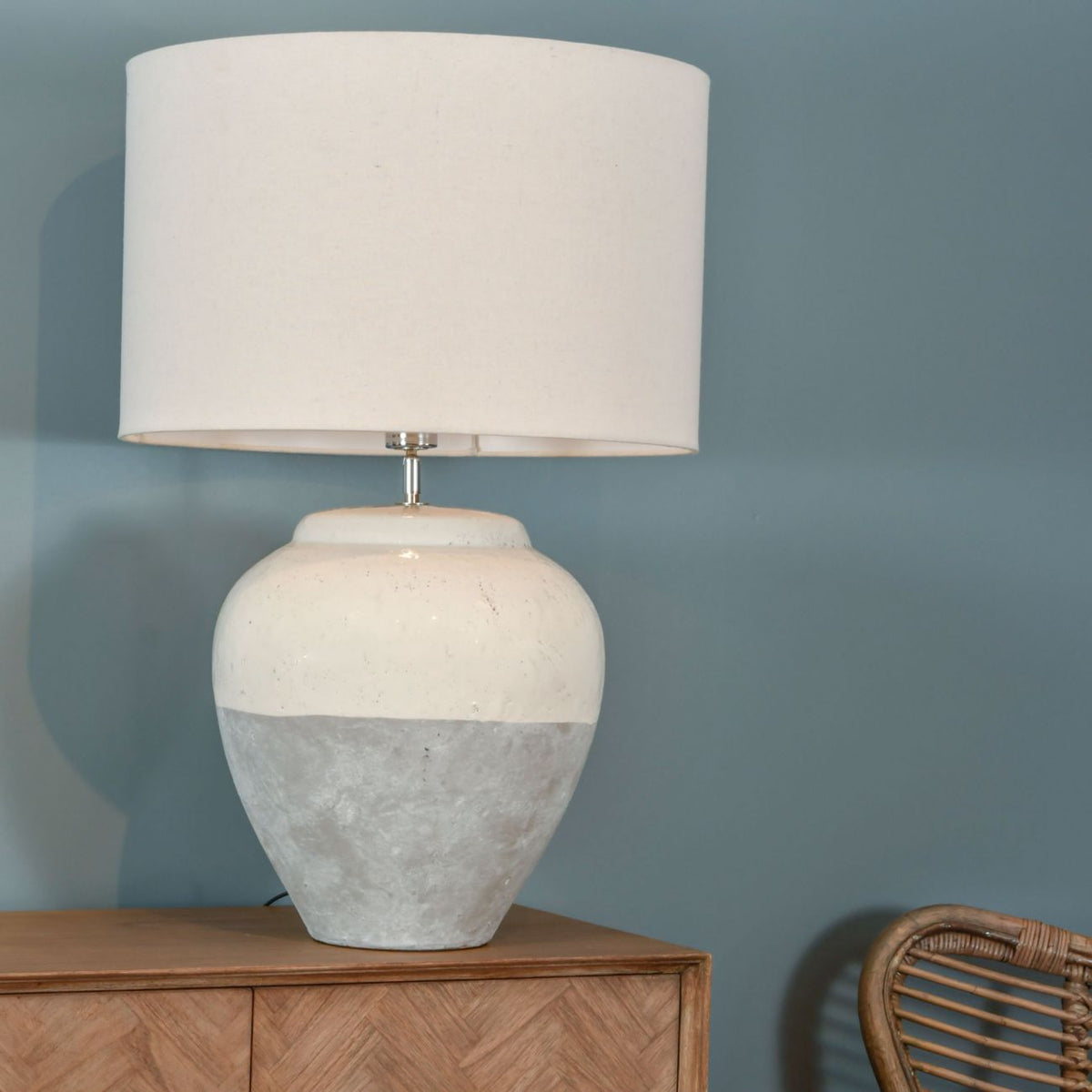 Skyline Grey Porcelain Table Lamp & Shade Large