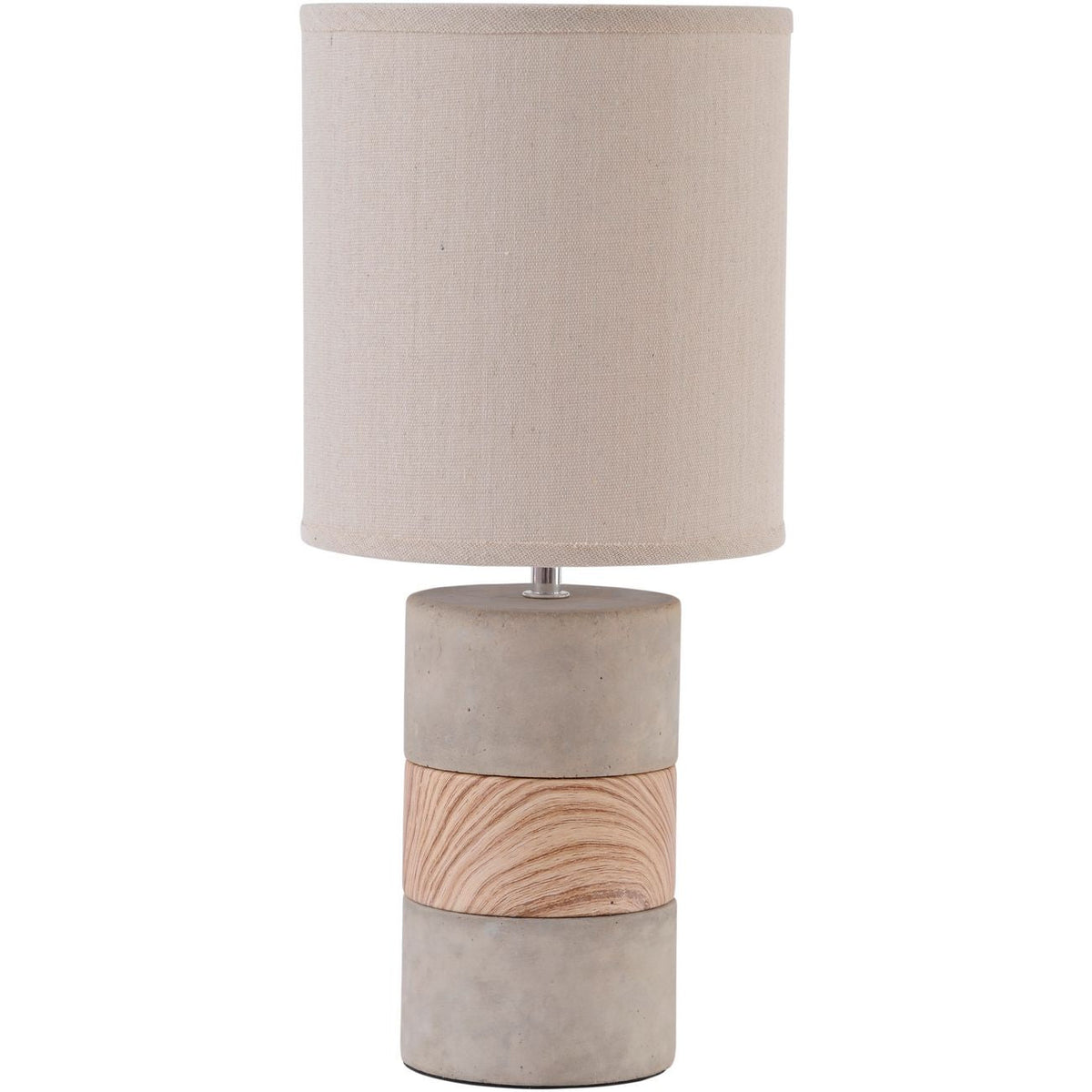Concrete & Wood Table Lamp with Natural Shade