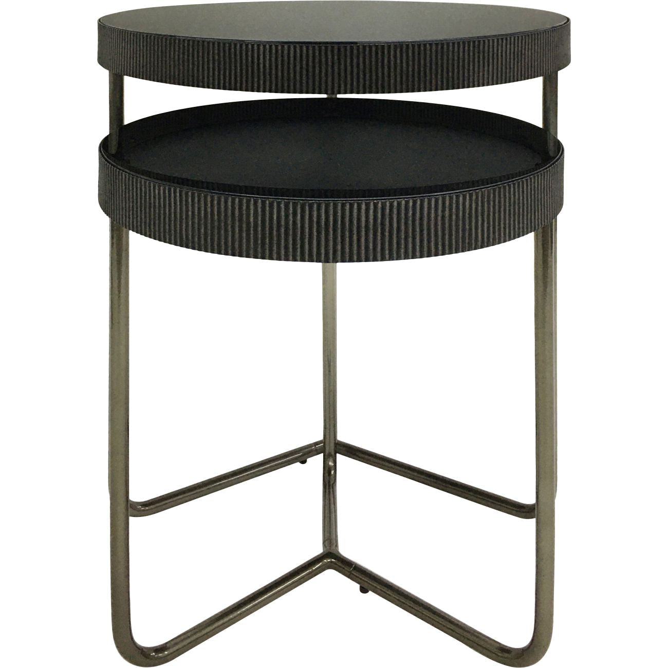 Set of 2 Knightsbridge Black Tinted Glass Side Tables Nest