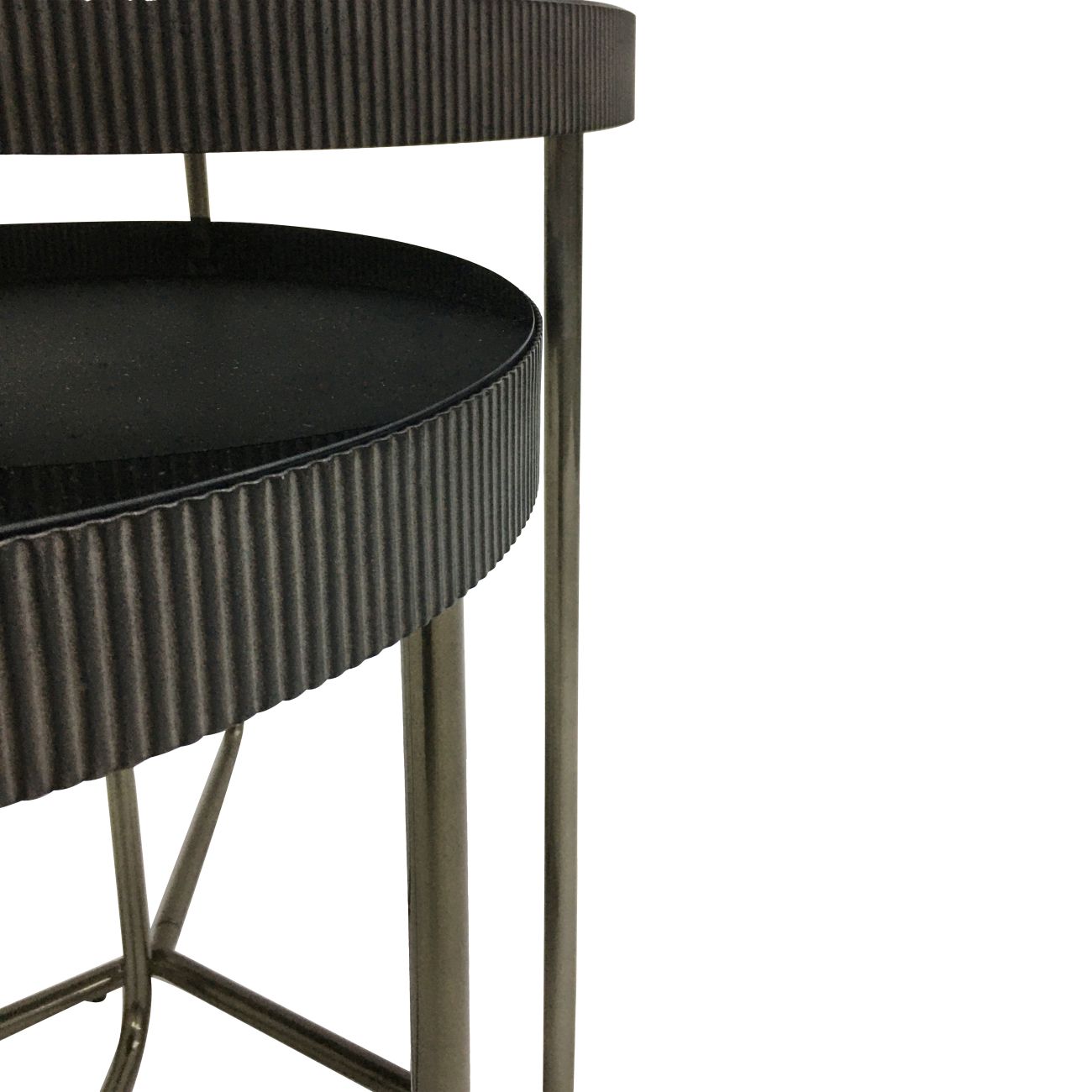 Set of 2 Knightsbridge Black Tinted Glass Side Tables Nest