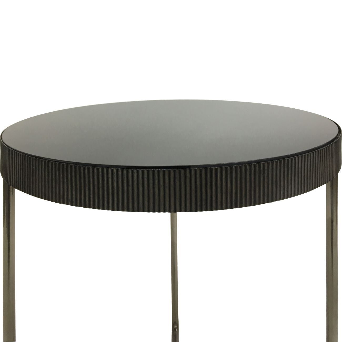 Set of 2 Knightsbridge Black Tinted Glass Side Tables Nest