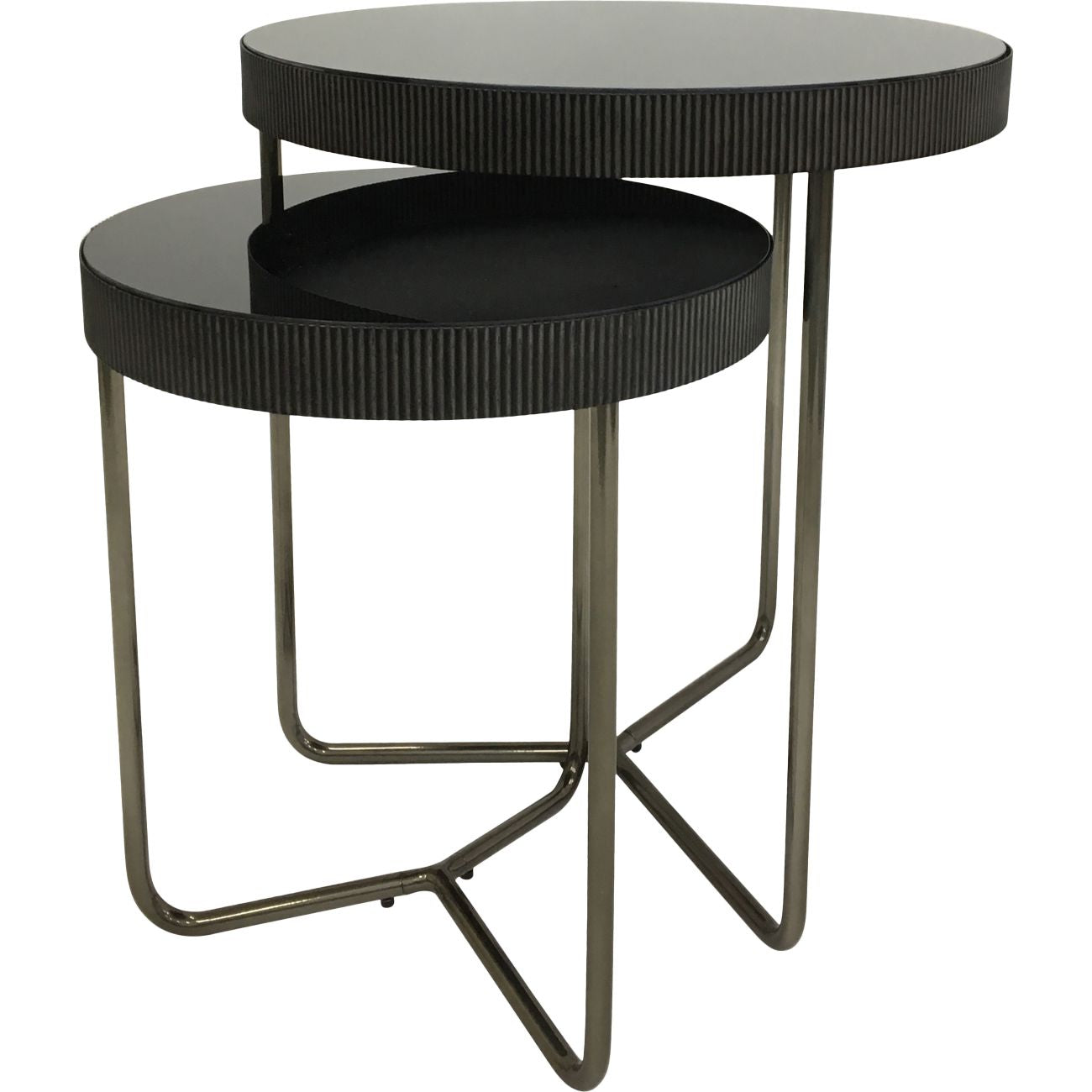 Set of 2 Knightsbridge Black Tinted Glass Side Tables Nest