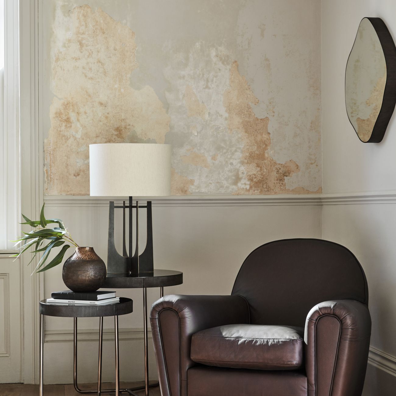 Organic Abstract Rustic Finish Wall Mirror | Small