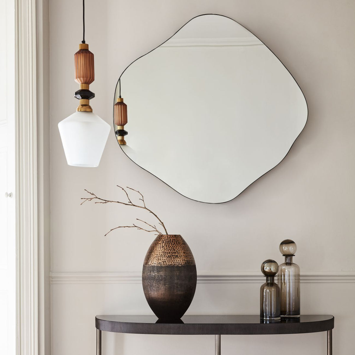Organic Abstract Rustic Finish Wall Mirror | Large
