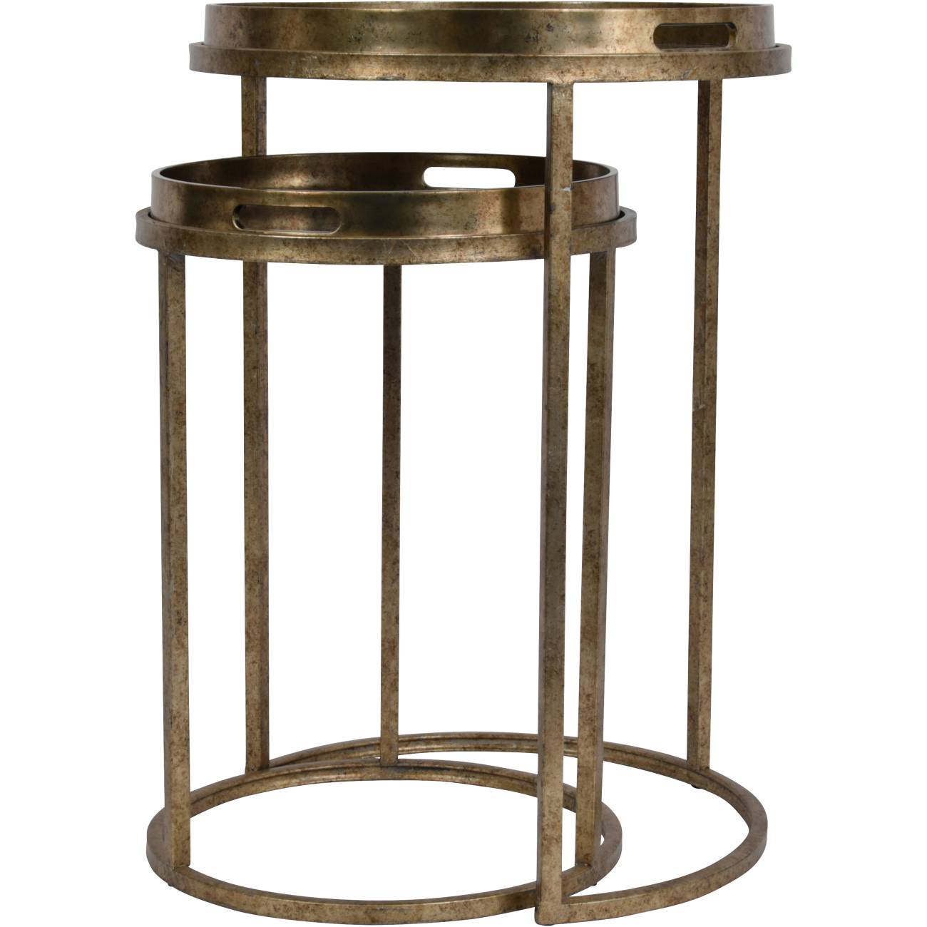 Set of 2 Constellation Map Antique Gold Side Tables