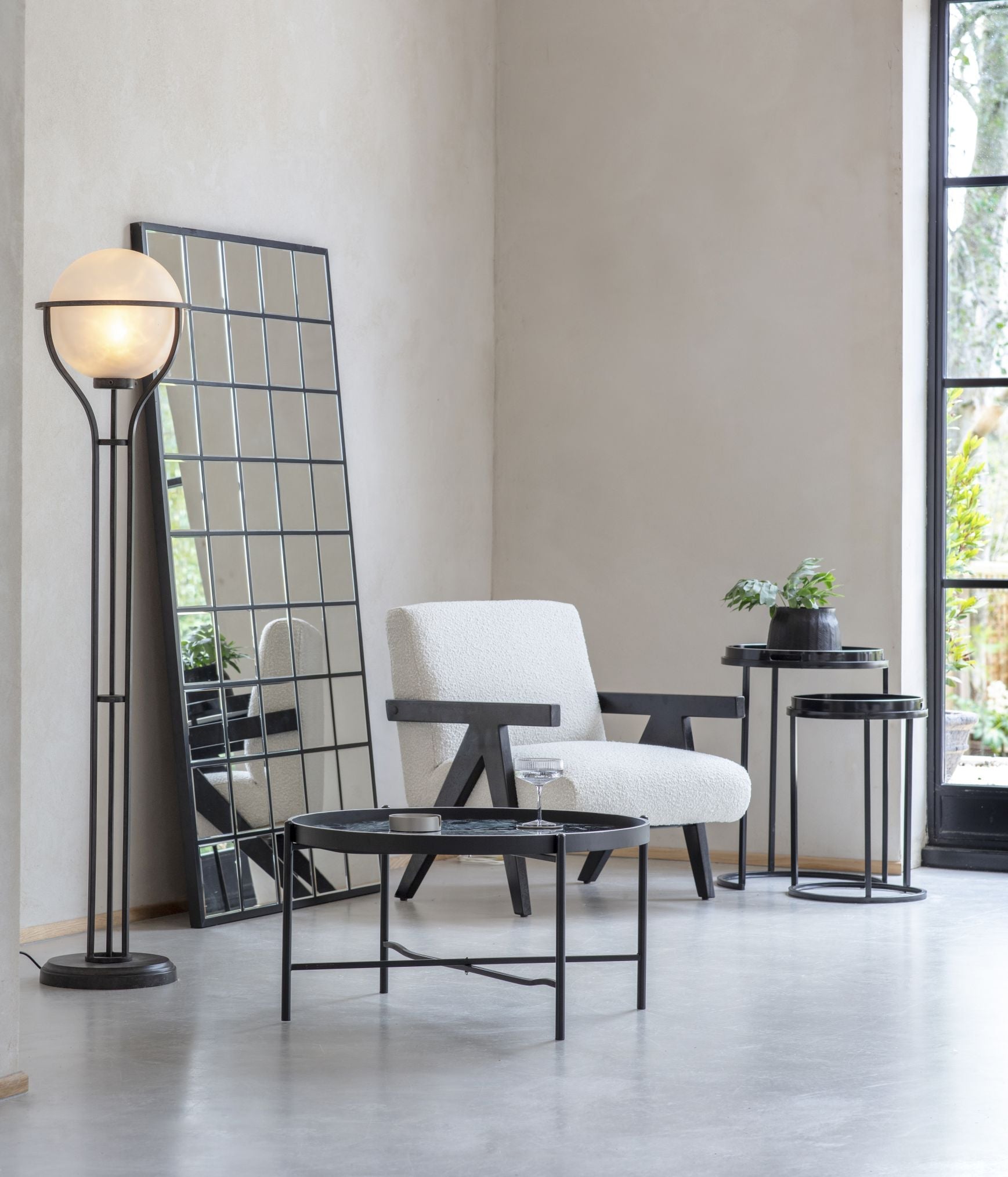 Set of 2 Monochrome Swirl Side Tables