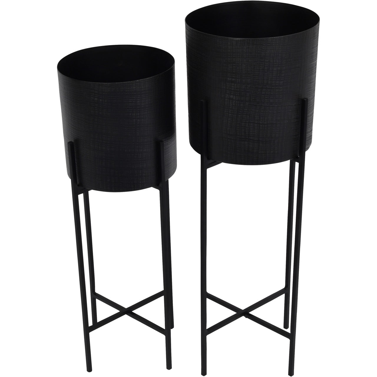 Set of 2 Clyde Floor Standing Matt Black Planters
