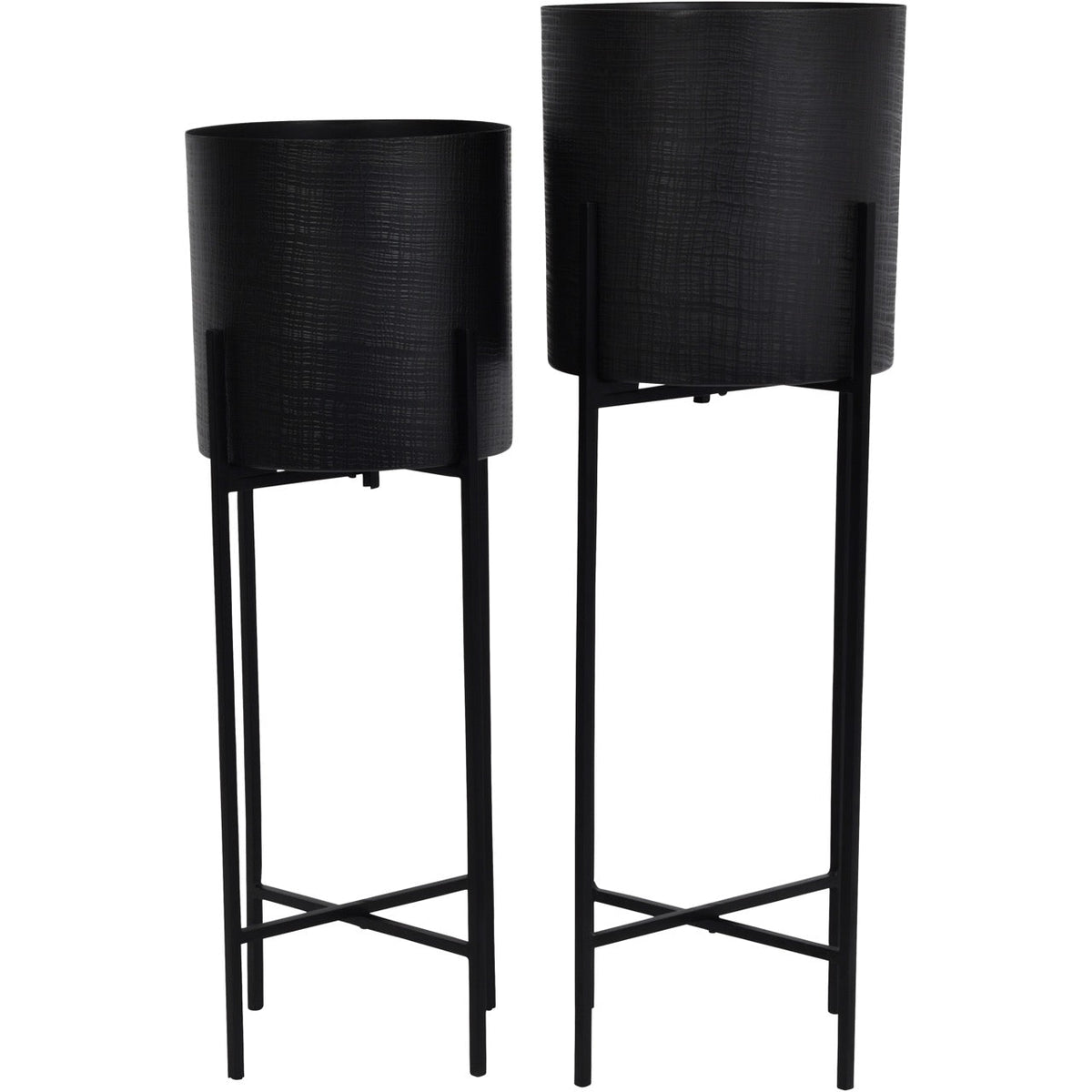 Set of 2 Clyde Floor Standing Matt Black Planters