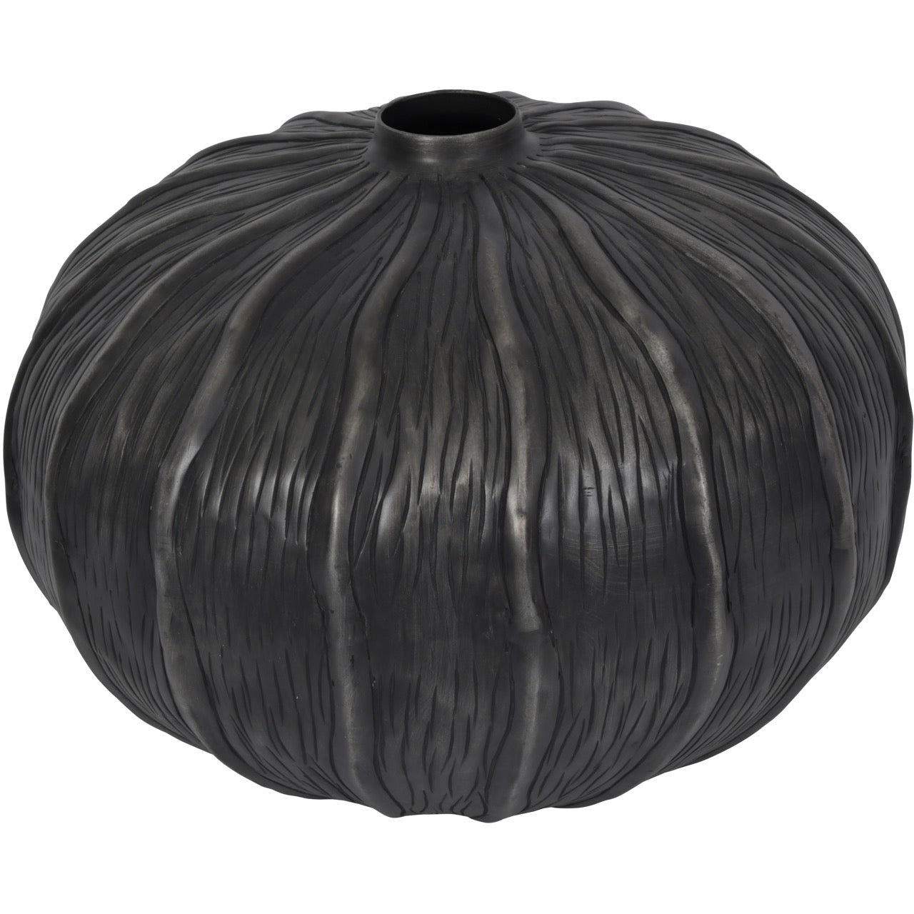Pelham Matte Black Textured Squat Vase