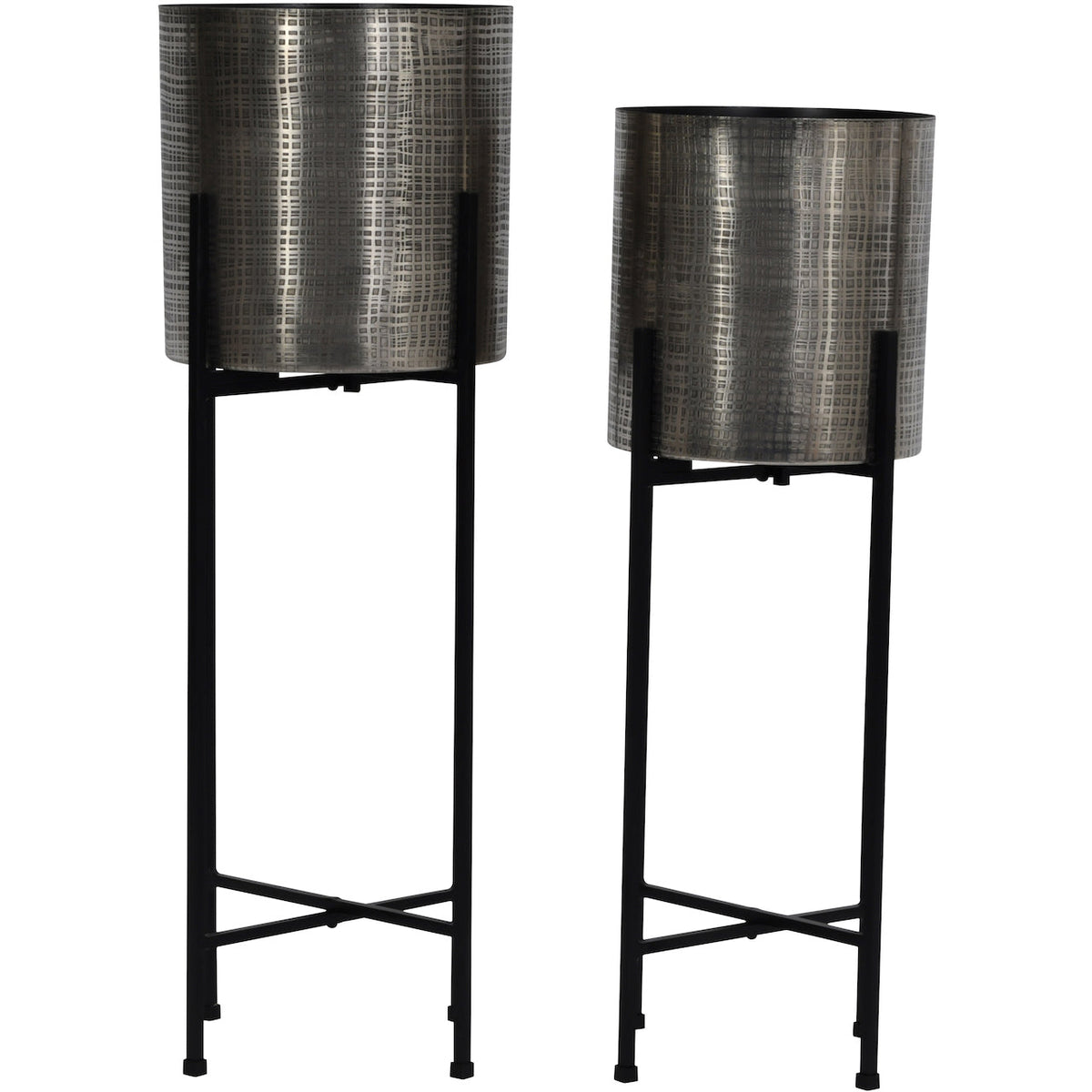 Set of 2 Clyde Floor Standing Nickel Planters