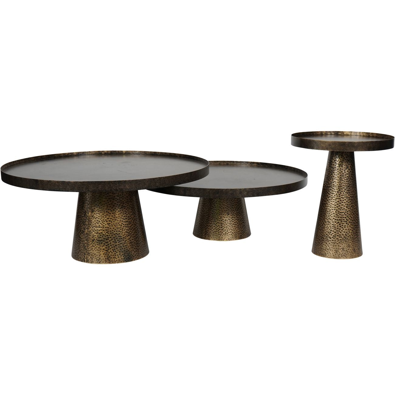 Set of 2 Sandbanks Iron Rustic Antique Gold Coffee Tables Nest