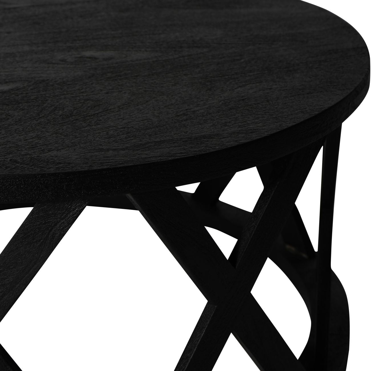 Cali Black Mango Wood Round Coffee Table