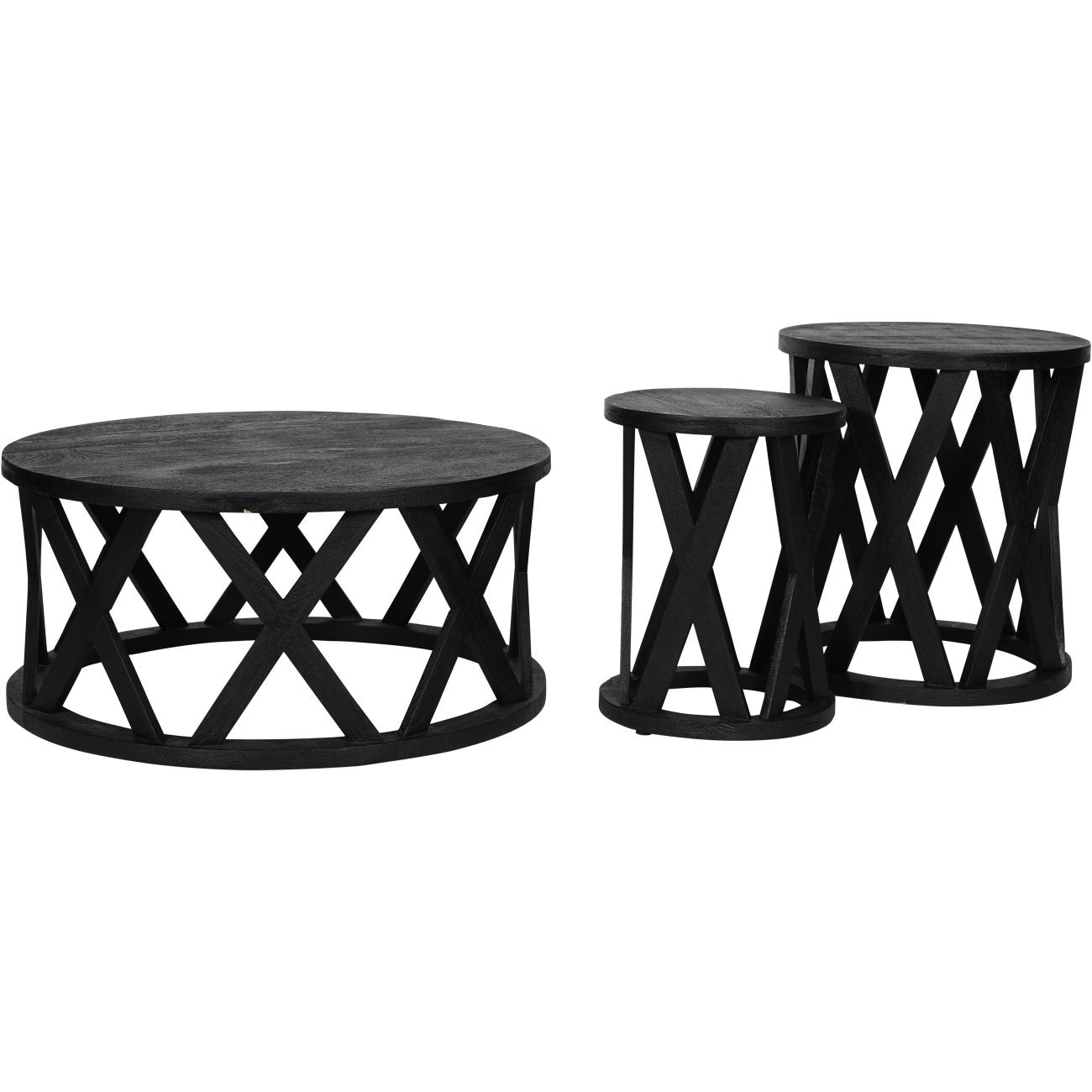 Cali Black Mango Wood Round Coffee Table