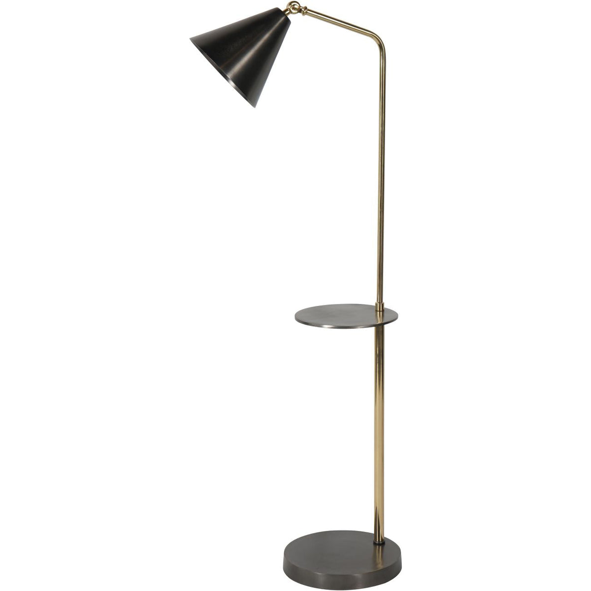 Amelie Satin Grey & Brass Floor Lamp with Table