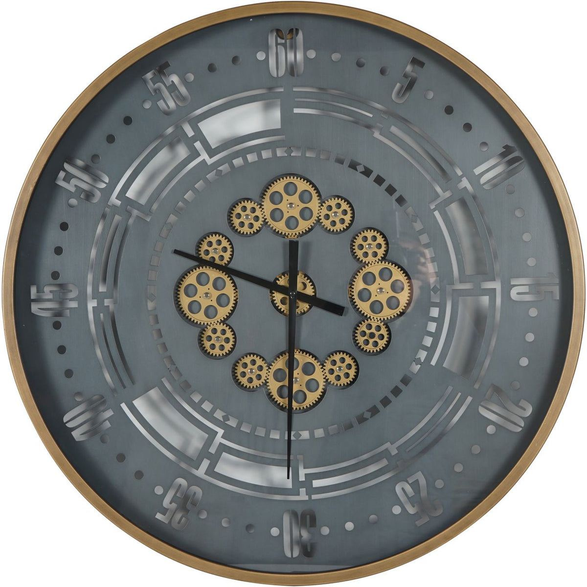 Manchester Industrial Round Gold & Grey Wall Clock