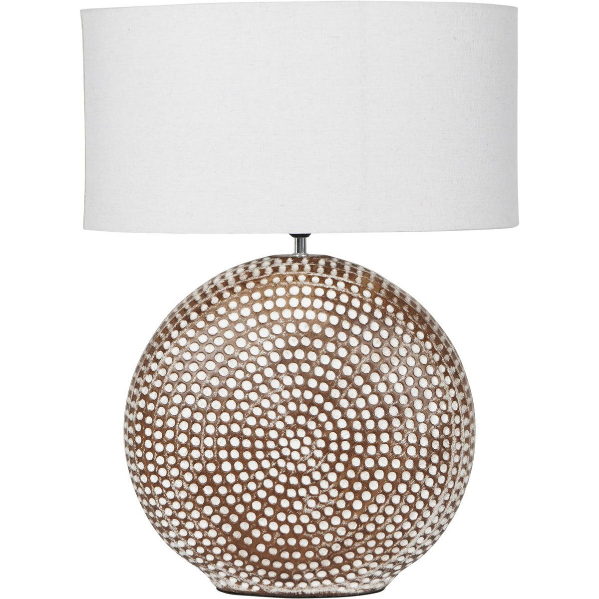 Chariot Round Ceramic Lamp with Ivory Oval Drum Shade Large