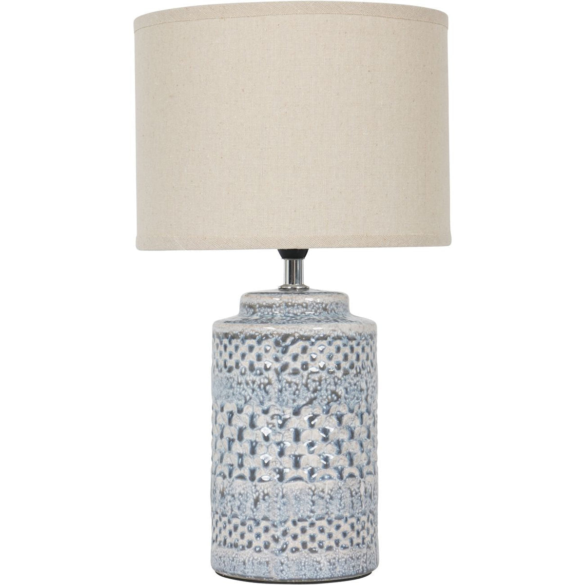 Stormy Sky Glaze Ceramic Table Lamp with Cream Shade Small