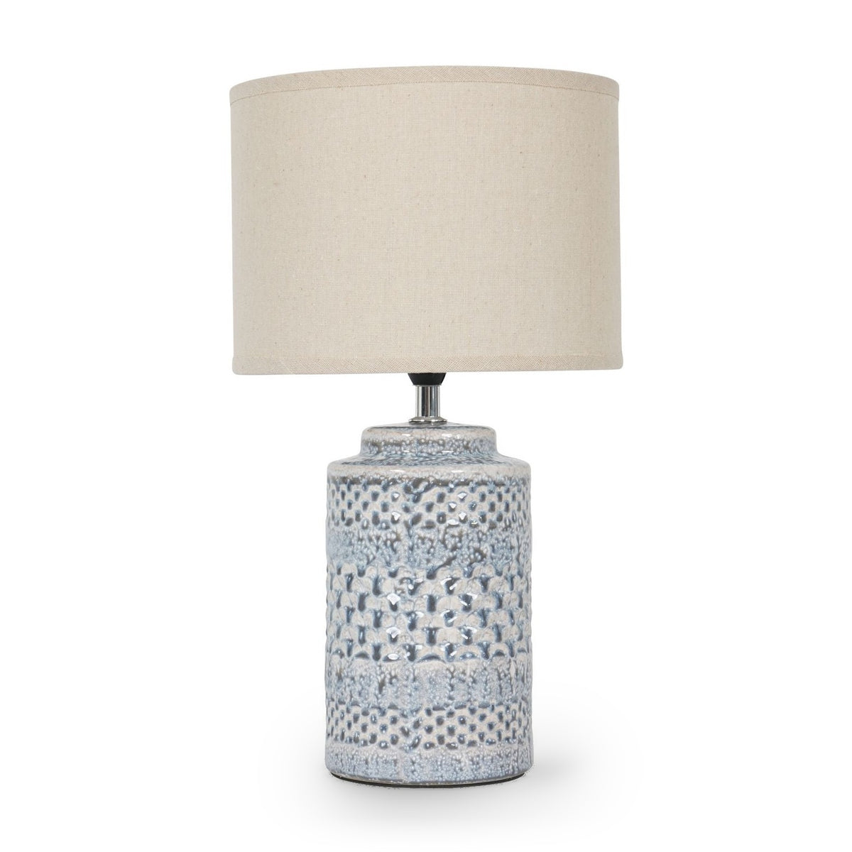 Stormy Sky Glaze Ceramic Table Lamp with Cream Shade Small