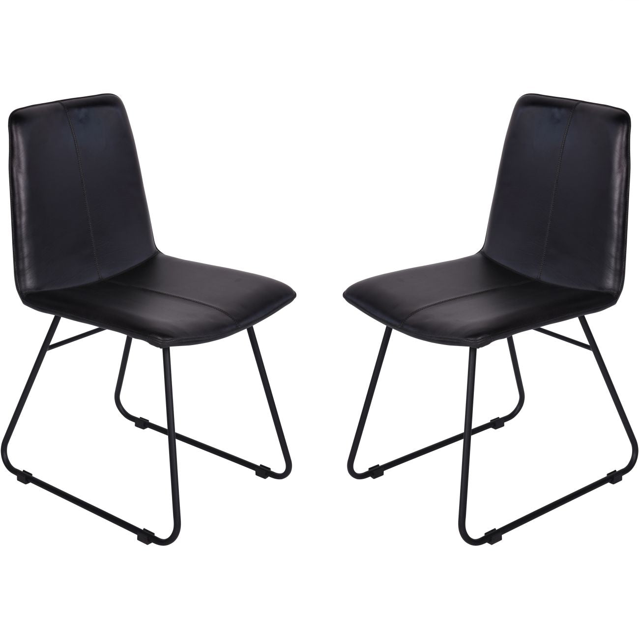 Set of 2 Robinson Leather Dining Chairs in Charcoal